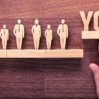 Successful team leader (manager, CEO, market leader) is you and another business leading and motivational concepts. Standing out from the crowd.